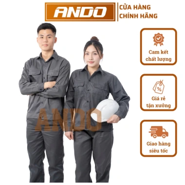 Áo bảo hộ lao động Ando vải kaki 2/1 màu trơn - Giá chỉ 79.000đ