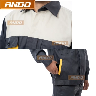 Áo bảo hộ lao động Ando vải kaki 3/1 may kỹ, áo lẻ phối màu - Giá ưu đãi 100k