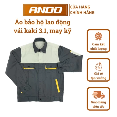 Áo bảo hộ lao động Ando vải kaki 3/1 may kỹ, áo lẻ phối màu - Giá ưu đãi 100k