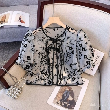 Áo Barong Filipiniana Nữ 2.025 - Crop Top Chống Nắng, Phong Cách Trung Quốc, Siêu Mát Mùa Hè, Giá 218.393 VND