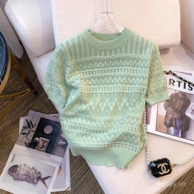Áo Barong Hiện Đại Phối Lụa Đan, Áo Thun Tay Ngắn Cổ Tròn - Style Á Đông Giá 209.582 VND 8