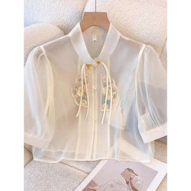 Áo Barong Hiện Đại Thêu Cổ Voan - Phong Cách Châu Á, Áo Khoác Chống Nắng Mùa Hè 7 Áo Barong Hiện Đại Thêu Cổ Voan - Phong Cách Châu Á, Áo Khoác Chống Nắng Mùa Hè 7
