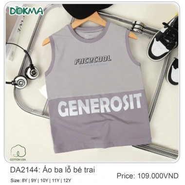 Áo bé trai Dokma cotton sát nách ba lỗ 25‑42kg (8‑12 tuổi) giá ưu đãi 105.000đ 7