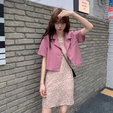 Áo Blazer Croptop Nữ Dáng Ngắn Mùa Hè 2 Khuy Chất Tuyết Mưa Cao Cấp Hàn Quốc Giá 169k