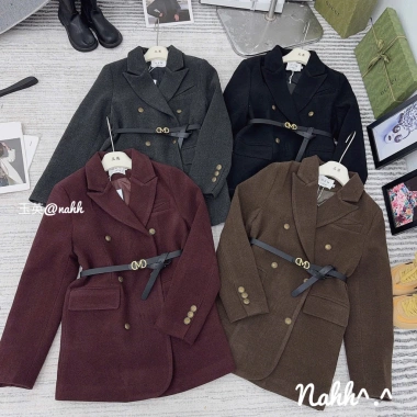 Áo blazer dạ cúc đồng trần trám bên trong kèm belt - Giá chỉ 850.000đ, giảm 15% 3