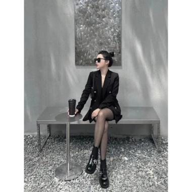 Áo Blazer Dài Cúc Đồng 2 Lớp Đệm Vai Nữ Cao Cấp - Giá 229k Giảm Đặc Biệt 4