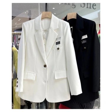 Áo blazer dài phong cách Hàn Quốc thêu logo ngực, áo vest thời thượng - Giá chỉ 349.000đ