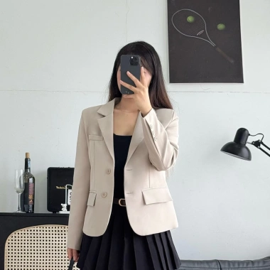 Áo Blazer Dài Tay BL4 Dáng Vừa, Đệm Vai, Túi Thật - Giảm Đến 340k, Giá Gốc 411k