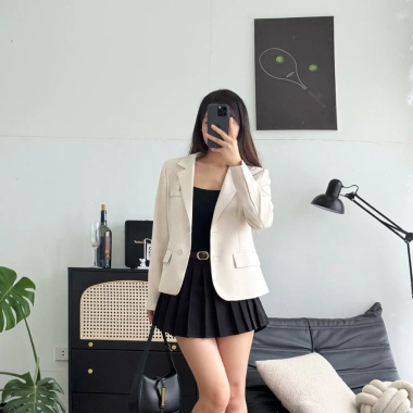 Áo Blazer Dài Tay BL4 Dáng Vừa, Đệm Vai, Túi Thật - Giảm Đến 340k, Giá Gốc 411k