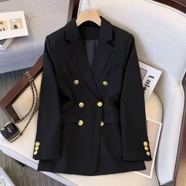 Áo blazer dài tay nữ Hàn Quốc, vest đệm vai, lót lụa, 6 cúc vàng - 199.000₫ 2