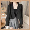 Áo Blazer Form Ngắn Nữ Hàn Quốc 2 Màu Chân Bo Tròn - Hot 2.024, FREE SHIP, Giá 216k