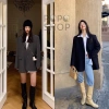 Áo blazer Hàn Quốc lưng vạt chéo dáng rộng 2 khuy đen trẻ trung hiện đại giảm 22%