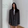 Áo blazer Hàn Quốc lưng vạt chéo dáng rộng 2 khuy đen trẻ trung hiện đại giảm 22% 2