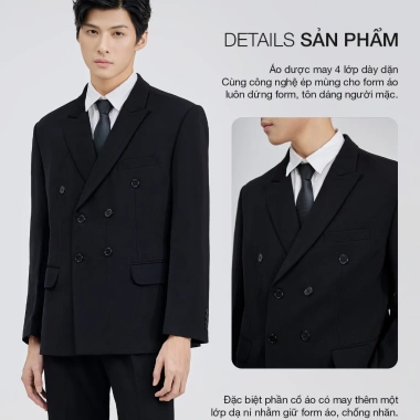 Áo Blazer Nam 6 Nút Đệm Vai JBAGY 4 Lớp Chất Lượng Cao - Giá 700k Giảm Đến 875k 2
