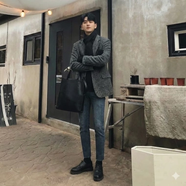 Áo Blazer Nam Kẻ Caro Hàn Quốc - Form Rộng Dày Dặn Chất Dạ Tweed Cao Cấp Giá 320k