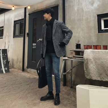 Áo Blazer Nam Kẻ Caro Hàn Quốc - Form Rộng Dày Dặn Chất Dạ Tweed Cao Cấp Giá 320k