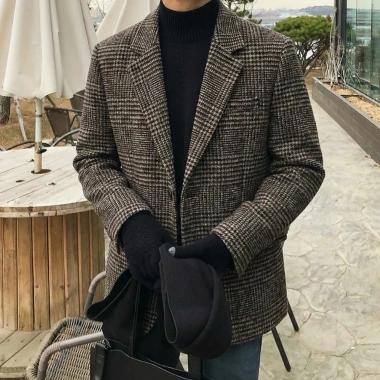Áo Blazer Nam Kẻ Caro Hàn Quốc - Form Rộng Dày Dặn Chất Dạ Tweed Cao Cấp Giá 320k
