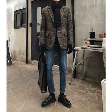 Áo Blazer Nam Kẻ Caro Hàn Quốc - Form Rộng Dày Dặn Chất Dạ Tweed Cao Cấp Giá 320k