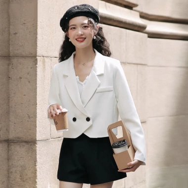 Áo Blazer ngắn 3 màu 2 cúc, 2 lớp phong cách Hàn Quốc - FREESHIP, chỉ 289k