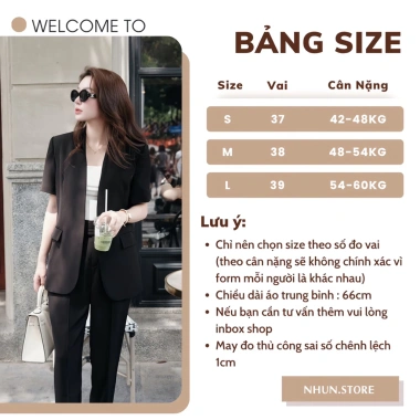 Áo blazer ngắn tay NhunFashion N144 Vest nữ tay lỡ cổ nhọn không nút 2 lớp đệm vai form đứng giảm còn 295k