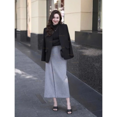 Áo blazer nữ 2 lớp đen - Vest dài tay thanh lịch Hàn Quốc | SHOPLORA MS063 139k