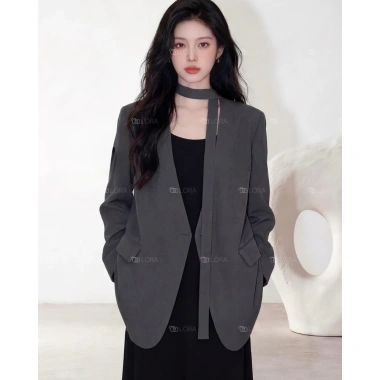 Áo blazer nữ 2 lớp đen - Vest dài tay thanh lịch Hàn Quốc | SHOPLORA MS063 139k