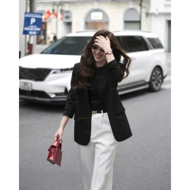 Áo blazer nữ 2 lớp đen - Vest dài tay thanh lịch Hàn Quốc | SHOPLORA MS063 139k