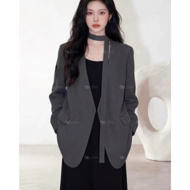 Áo blazer nữ 2 lớp đen - Vest dài tay thanh lịch Hàn Quốc | SHOPLORA MS063 139k