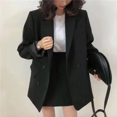 Áo blazer nữ cao cấp màu be sữa phong cách Hàn Quốc, đệm vai Quảng Châu - 183.200₫