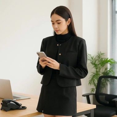 Áo blazer nữ công sở thời trang cá tính, trơn dài tay, khuy đồng, cổ tròn, cởi trước - Nhiều màu, giá 160.818 VND