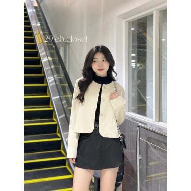Áo blazer nữ công sở thời trang cá tính, trơn dài tay, khuy đồng, cổ tròn, cởi trước - Nhiều màu, giá 160.818 VND