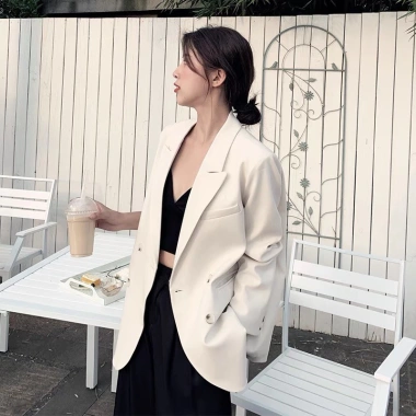 Áo blazer nữ dài tay 2 lớp đệm vai giữ form, thanh lịch mùa thu đông - DELIX STUDIO giảm 20% 2