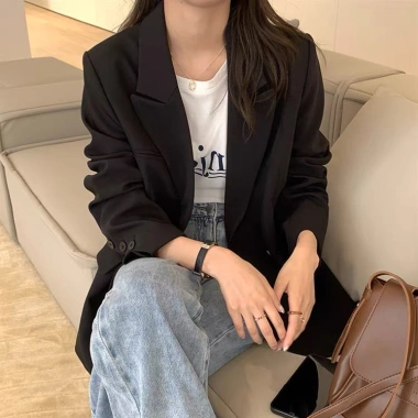 Áo blazer nữ dài tay 2 lớp đệm vai giữ form, thanh lịch mùa thu đông - DELIX STUDIO giảm 20% 10