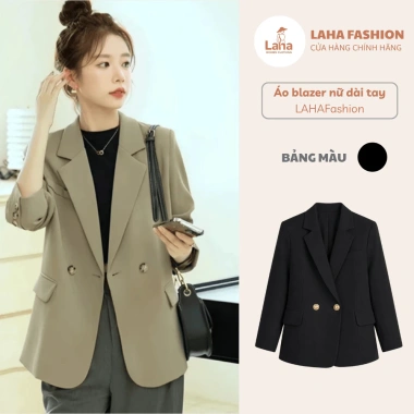 Áo blazer nữ dài tay LAHA.fashion 2 lớp đệm vai, thiết kế trẻ trung năng động - Giá chỉ 299.000₫
