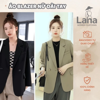 Áo blazer nữ dài tay LAHA.fashion 2 lớp đệm vai, thiết kế trẻ trung năng động - Giá chỉ 299.000₫