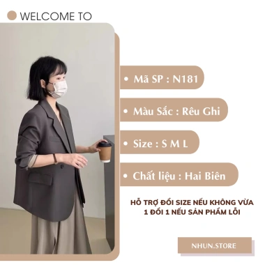 Áo blazer nữ dài tay NHUN vạt kép dài đệm vai thanh lịch công sở N181 – 395.000₫ 2