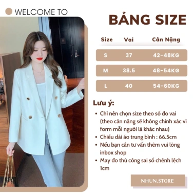 Áo blazer nữ dài tay NhunFashion N160 - vest 4 cúc đồng sang trọng, giảm còn 375.000₫