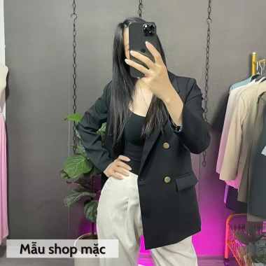 Áo blazer nữ dài tay NhunFashion N160 - vest 4 cúc đồng sang trọng, giảm còn 375.000₫