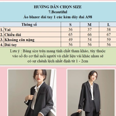 Áo blazer nữ dài tay set vest công sở trẻ trung, thiết kế kèm dây thắt Giá 285.000 VND 9 Áo blazer nữ dài tay set vest công sở trẻ trung, thiết kế kèm dây thắt Giá 285.000 VND 9