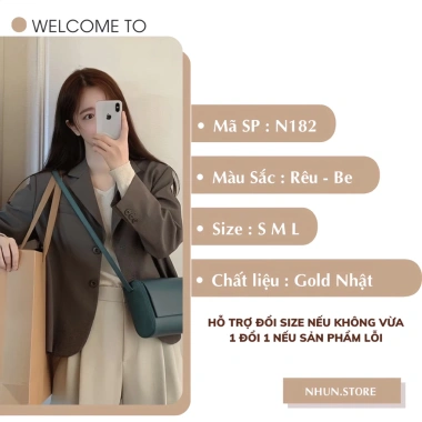 Áo blazer nữ dáng lỡ NHUN đệm vai cúc tay gold Nhật cao cấp trẻ trung 365.000 VND 2
