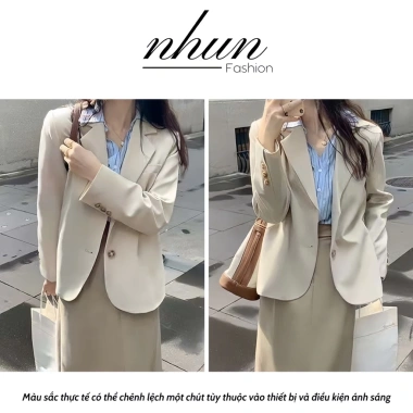 Áo blazer nữ dáng lỡ NHUN đệm vai cúc tay gold Nhật cao cấp trẻ trung 365.000 VND 4
