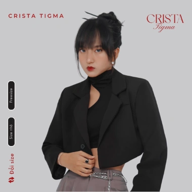 Áo Blazer Nữ Dáng Ngắn Crista Tigma 2 Lớp Lót Lụa Đệm Vai - Sang Trọng, Giá 299k 5