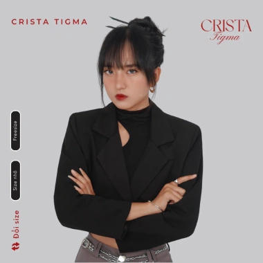Áo Blazer Nữ Dáng Ngắn Crista Tigma 2 Lớp Lót Lụa Đệm Vai - Sang Trọng, Giá 299k 7