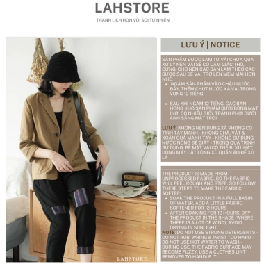 Áo blazer nữ LAHSTORE linen 1 lớp tay dài cổ ve ngọc 2 túi 2 cúc - 4 màu (Be, Đen, Rêu, Nâu) Giá chỉ 290.400 VND 3