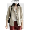 Áo blazer nữ LAHSTORE linen 1 lớp tay dài cổ ve ngọc 2 túi 2 cúc - 4 màu (Be, Đen, Rêu, Nâu) Giá chỉ 290.400 VND 4