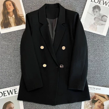 Áo blazer nữ phong cách Hàn Quốc, áo khoác véc trắng sữa đệm vai, giảm còn 229k