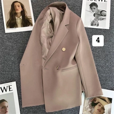 Áo blazer nữ phong cách Hàn Quốc, áo khoác véc trắng sữa đệm vai, giảm còn 229k
