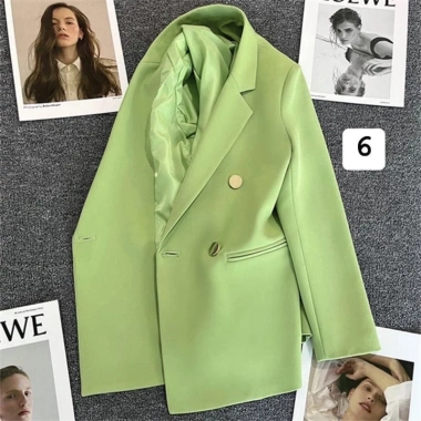 Áo blazer nữ phong cách Hàn Quốc, áo khoác véc trắng sữa đệm vai, giảm còn 229k