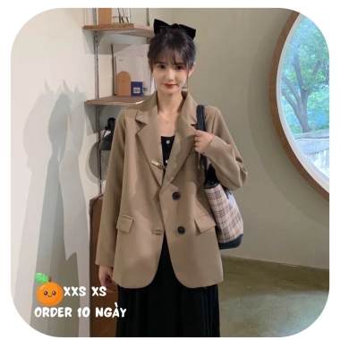 Áo blazer nữ size XS form nhỏ màu nâu tây, thiết kế Hàn Quốc, giá chỉ 318.000đ Áo blazer nữ size XS form nhỏ màu nâu tây, thiết kế Hàn Quốc, giá chỉ 318.000đ