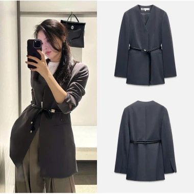 Áo blazer nữ suông sang chảnh kèm đai - Thời trang công sở Camilla, giảm giá 259k